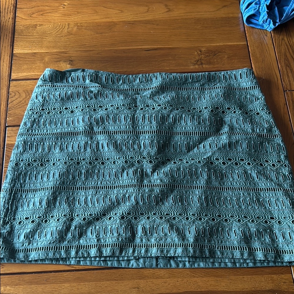 Teal Lace Mini Skirt